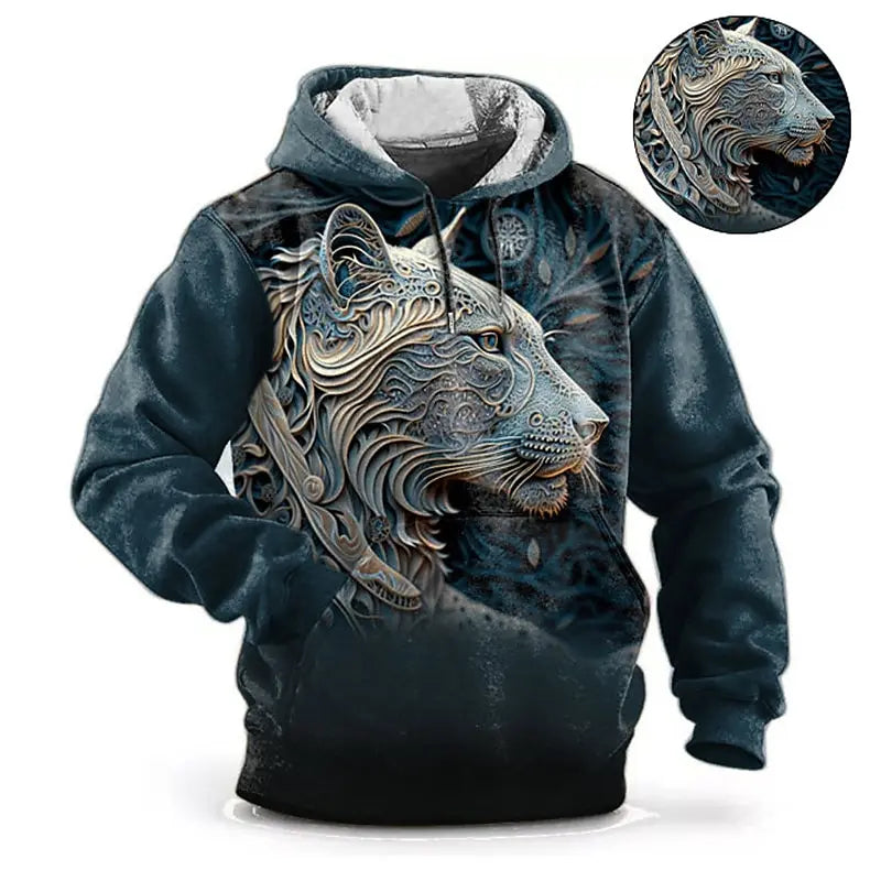 Animal Hoodie For Men Wolf Print High-Quality Men's Pullover Autumn Fashion Top Street Hoodie Designer Long Sleeved Sportswear