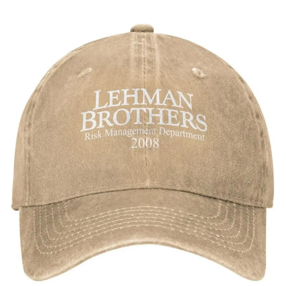 Lehman Brothers – kšiltovka s motivem řízení rizik – bankovní krach – kšiltovka typu „trucker“ – tenisová kšiltovka – skateová kšiltovka typu „snapback“ – dámské kšiltovky