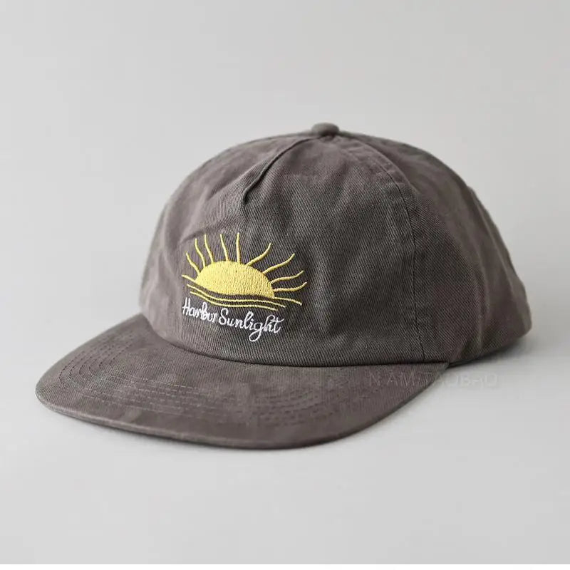 Casquette de baseball à visière plate mignonne pour femmes, hommes et adolescents, avec broderie « Sunrise », casquettes d'été et chapeaux de soleil