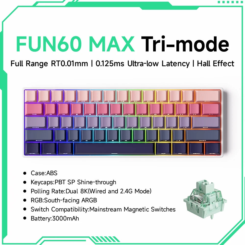 Akko MonsGeek FUN68 FUN60 PRO&MAX HE Magnetic Keyboard 60% 65% Gaming Keyboards Rapid Trigger 8K Custom Keyboard Gamer Esports