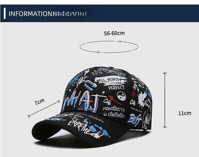 New Fashion Women Men Graffiti Cotton Baseball Cap Unisex Printed Snapback Hat Hip Hop Trendy Outdoor Cap Hat for Men Women