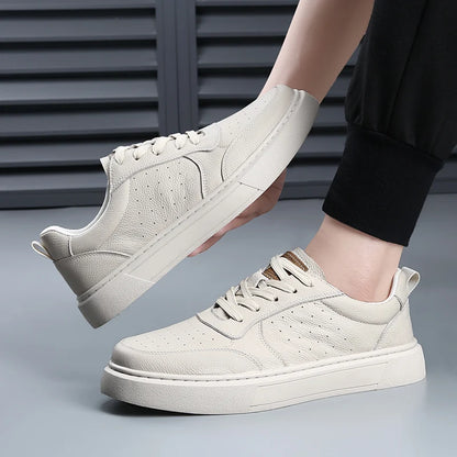 Sapatilhas DIMANYU para homem em pele genuína, novas para o verão de 2026, sapatos casuais para homem com plataforma, atacadores, estilo simples e moderno, respiráveis