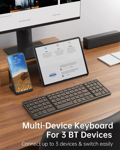 Teclado inalámbrico Bluetooth plegable recargable para iPad, móvil, tableta, portátil y oficina, mini teclado inalámbrico