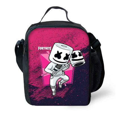 Popular Game Fortnite Child Insulated Large Capacity Bag for Boys and Girls Student Outdoor Reusable Thermal Cooler Lunch Box