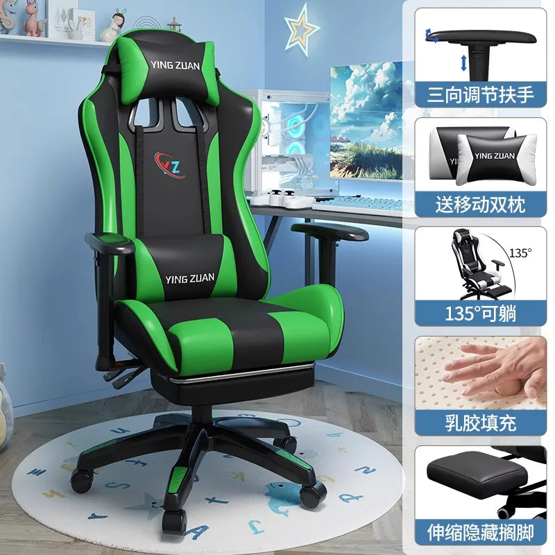 Sedia da gaming Sedia per computer Comoda seduta reclinabile Gaming LIVE Casa per studenti in dormitorio Ergonomia per uso sedentario