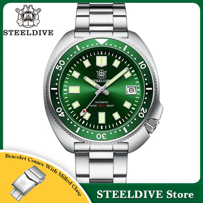 SD1970 New Arrival STEELDIVE Brand 20ATM Water Resistant Ceramic Bezel Insert Sapphire Glass NH35 Automatic Watch 6105 Turtle