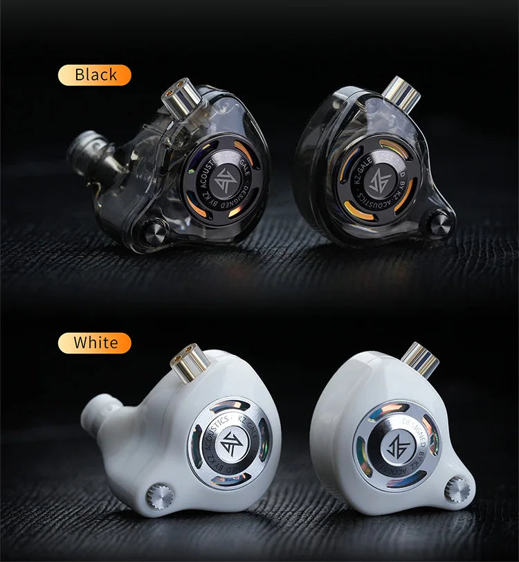 Auriculares IEM Gaming KZ Gale – Monitores In-Ear HiFi com driver superlinear e cabo de 2 pinos destacável banhado a prata