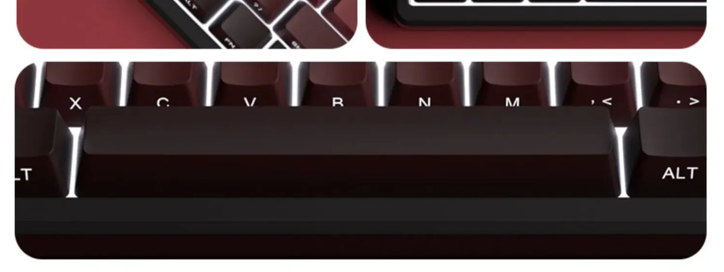 Nuevas teclas para teclado mecánico gaming 60/64/84/98/108 con interruptores MX, 135 teclas OEM PBT con grabado lateral y color degradado rojo y negro