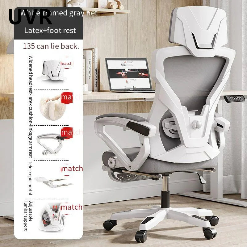 UVR Ergonomic Gaming Chair with Reclining Backrest, Breathable Mesh Office Chair, Adjustable Height Swivel Computer Chair for Work & Gaming