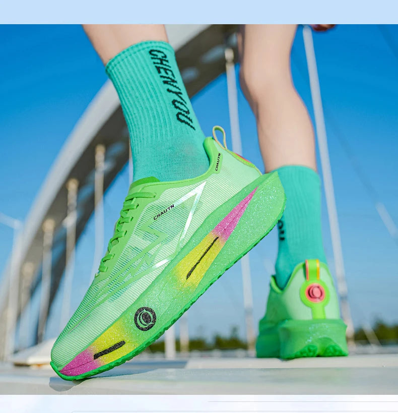 Men Running Shoes Specialty Carbon Plate Sports Marathon Breathable Lightweight Women Comfortable Nonskid Chunta Sneakers