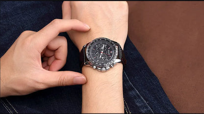 MEGIR 1010 Men's Quartz Watch with Leather Strap, Analog Display, Fashion Design, Stylish Gift for Men relogio feminino