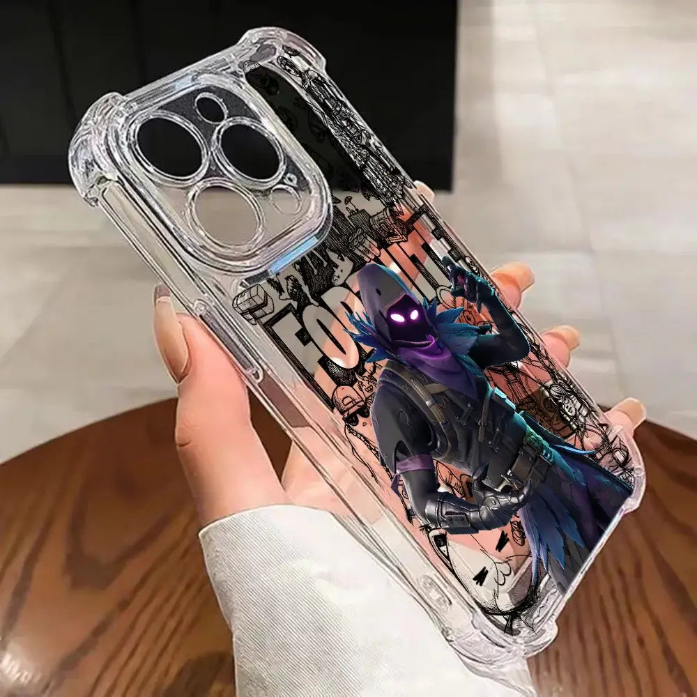 Game Fortnite Phone Case For iPhone 17 16e 16 15 14 13 12 11 Mini Air Pro Max X XR XSMax 7 8 Plus Anti Fall Transparent Cover