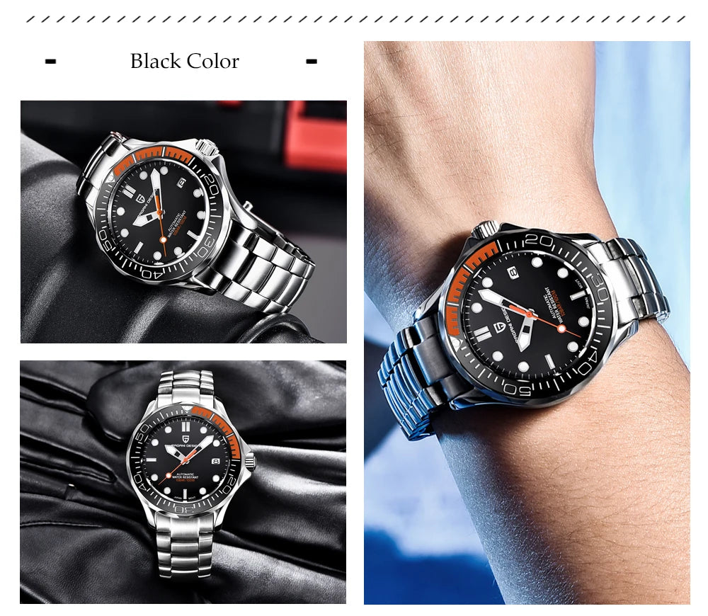 PAGANI DESIGN Men's Watches Mechanical Automatic Watch Sport Ceramic Bezel Luminous Stainless Steel Waterproof Top Watch for Men