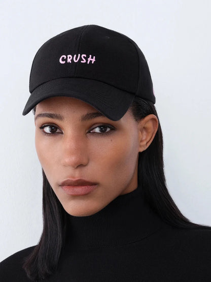 Cappellini da baseball unisex ricamati "crush" neri con iniziali ricamate, modello "Dad Hat", 100% cotone, per tutte le stagioni