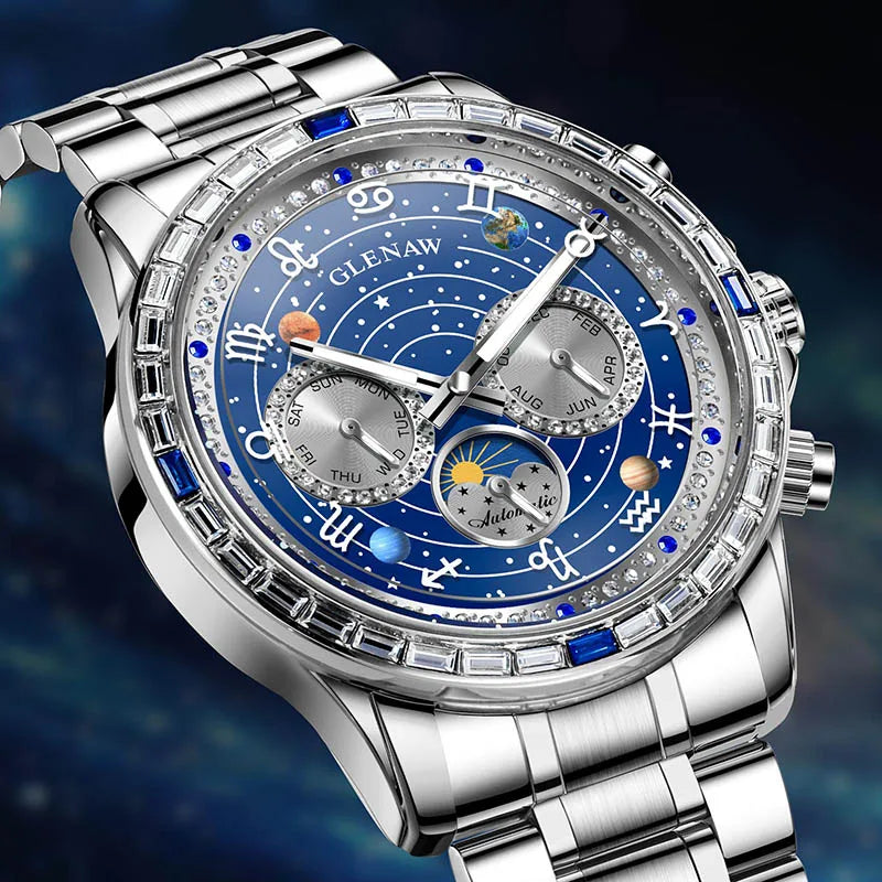 Glenaw high-end business fully automatic mechanical multifunctional men's watch fashionable waterproof luminous watch