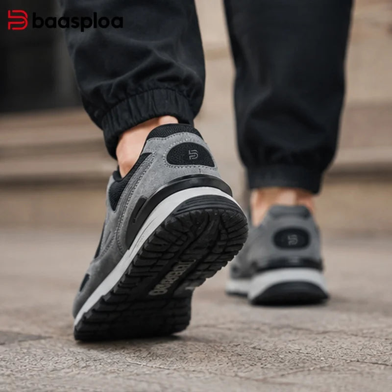 Baasploa Chaussures de marche décontractées pour hommes, baskets tendance en cuir, confortables pour le quotidien, chaussures de style de vie, chaussures de sport classiques