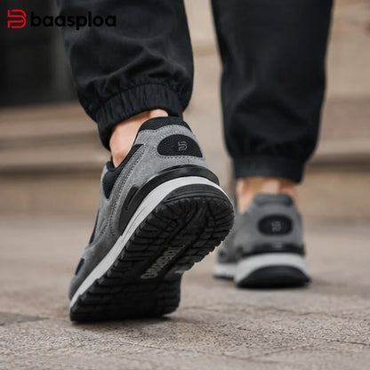 Baasploa Chaussures de marche décontractées pour hommes, baskets tendance en cuir, confortables pour le quotidien, chaussures de style de vie, chaussures de sport classiques