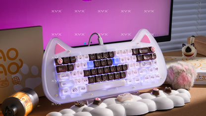 XVX 148 teclas teclas con temática de gatos perfil MAO, teclas coreanas brillantes y adorables para teclado 61 64 68 78 87 96 98 104 108