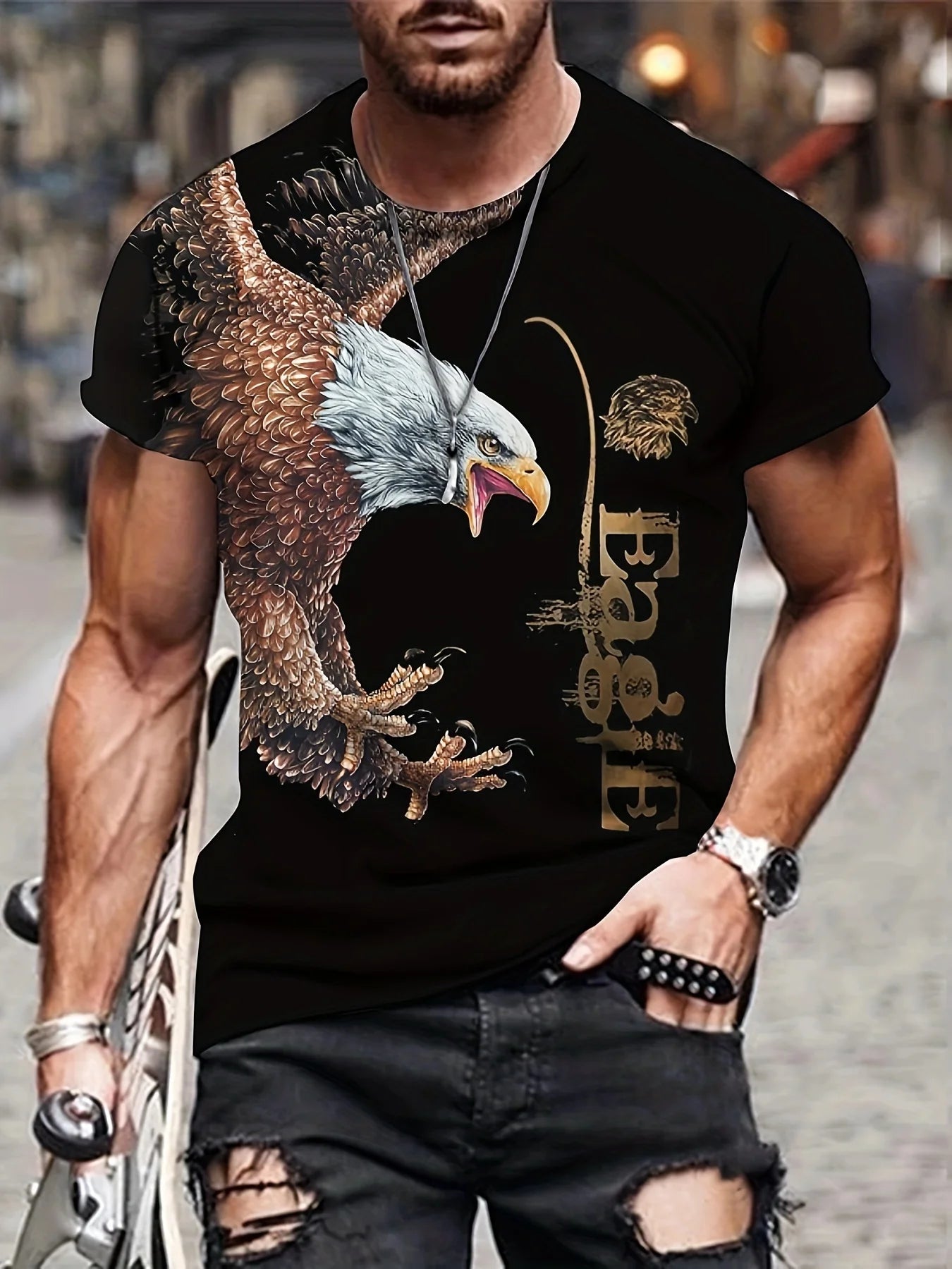Fashion Eagle Graphic T-Shirts Luxury T-Shirt Summer Men's T-Shirts Casual Tops Short Sleeve T-Shirt 3D Printing Men’s Clothing