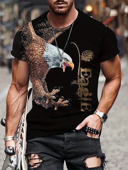 Fashion Eagle Graphic T-Shirts Luxury T-Shirt Summer Men's T-Shirts Casual Tops Short Sleeve T-Shirt 3D Printing Men’s Clothing