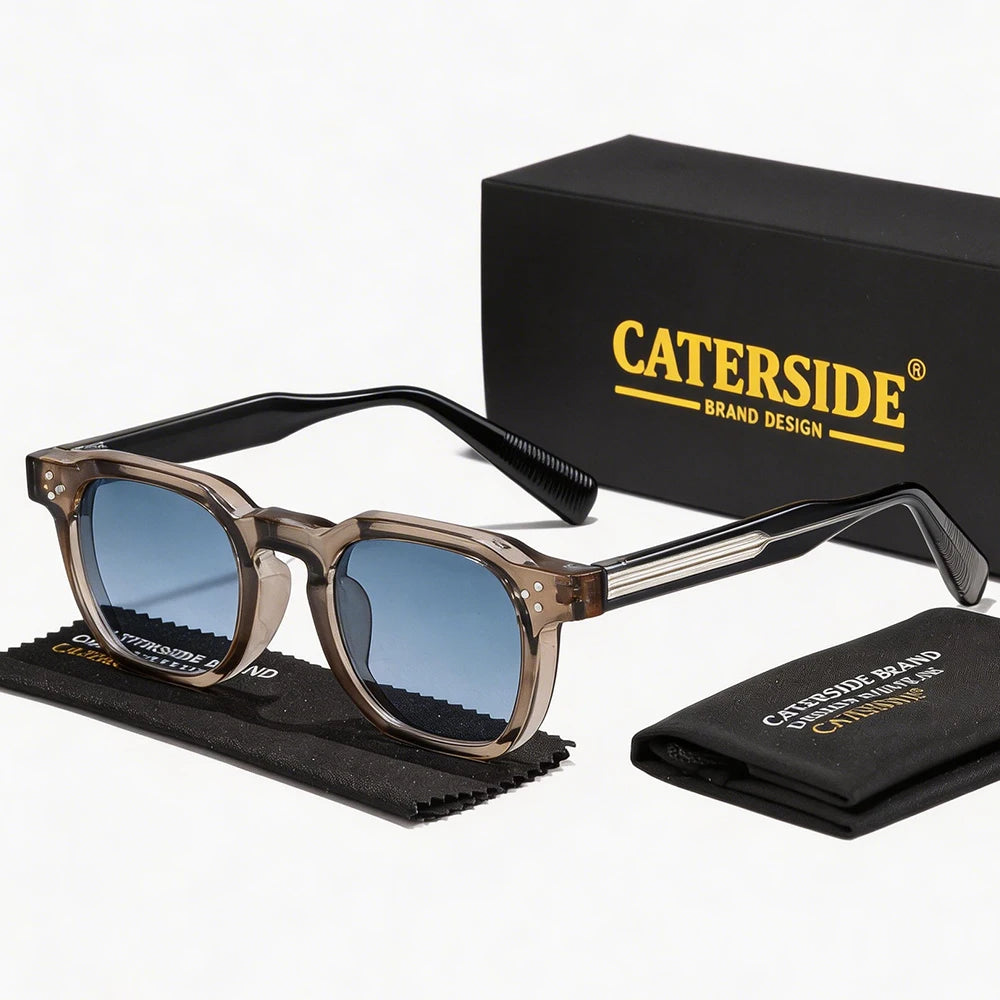 CATERSIDE New Vintage Men's Sunglasses High-Quality Square Sun Glasses Women's Outdoor Travel Beach Summer Fashion Glasses Uv400