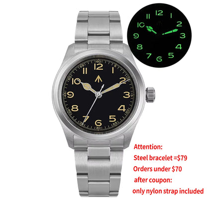 Militado ML08 Quartz Watch  VH31 Movement Steel Strip Sapphire Crystal Vintage Watch 10Bar Waterproof BGW9 Luminous Mens Watch