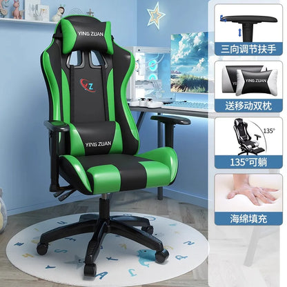 Sedia da gaming Sedia per computer Comoda seduta reclinabile Gaming LIVE Casa per studenti in dormitorio Ergonomia per uso sedentario