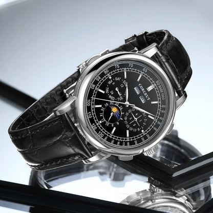Custom Logo Diy Automatic Mechanical Watches For Man Business Multification Date Day Month Year 316L Mechanical Men's Watches