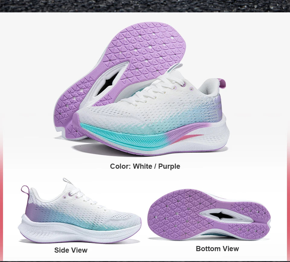 Baasploa Women Professional Running Shoes Outdoor Carbon Plate Non Slip Sports Shoes Female Casual Breathable Jogging Sneakers