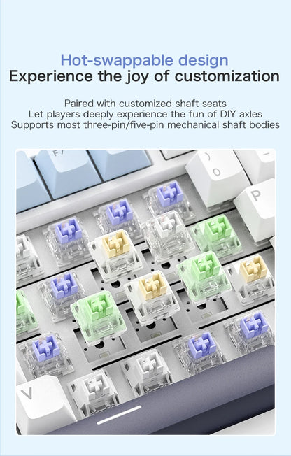 Teclado mecánico F75 FREEWOLF * AULA F75 Bluetooth trimodo, diseñado para gaming y uso de oficina