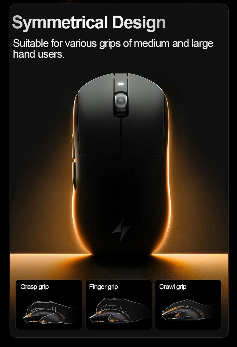 Ratón gaming inalámbrico ATK Dragonfly A9 Ultra PAW3950, ultraligero, trimodo, ergonómico, para esports y jugadores FPS, A9 SE Plus
