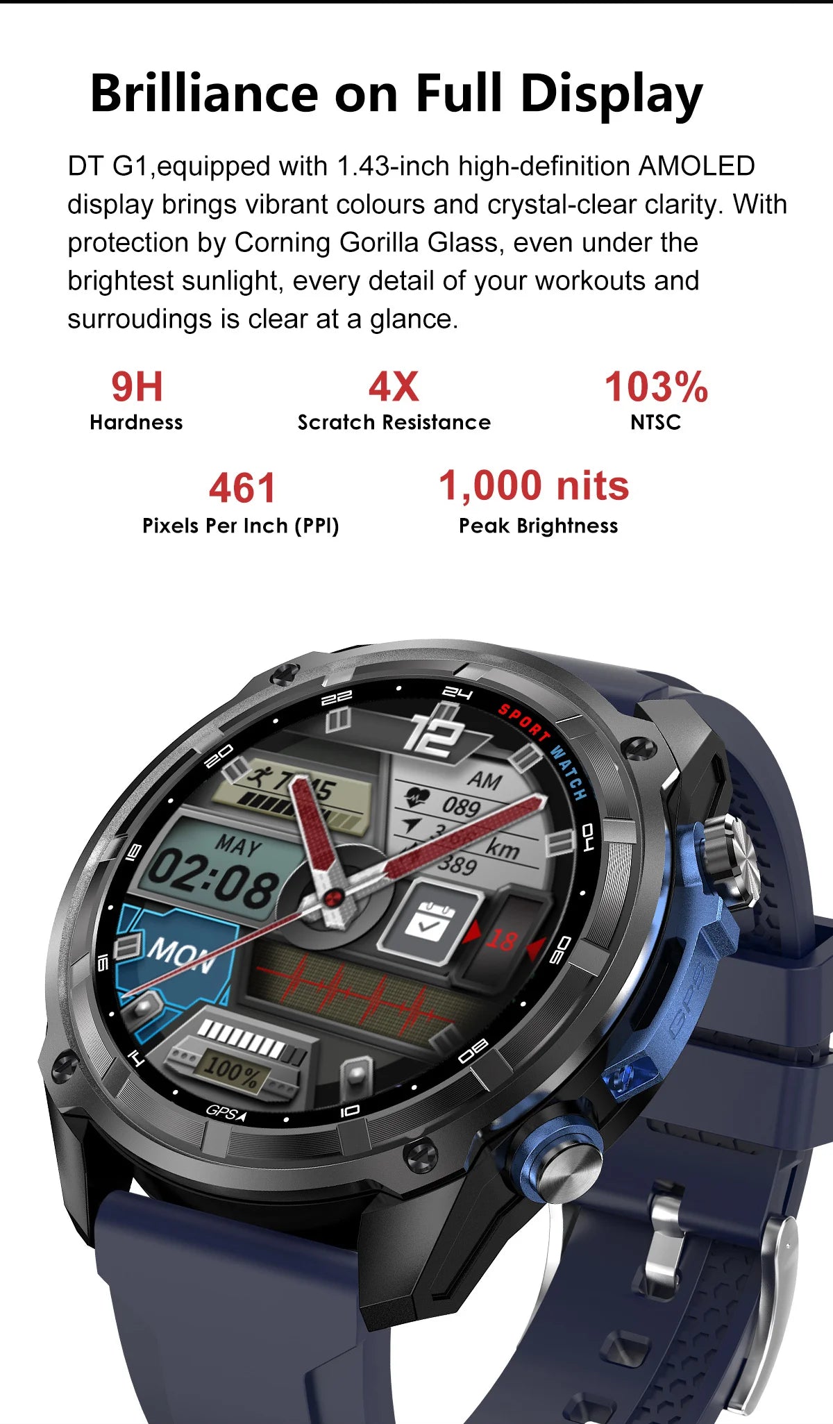 New Men TANK GPS Map Smart Watch Outdoor Compass 1000mAh Large Battery 10ATM Waterproof Bluetooth Call Sports AMOLED Smartwatch