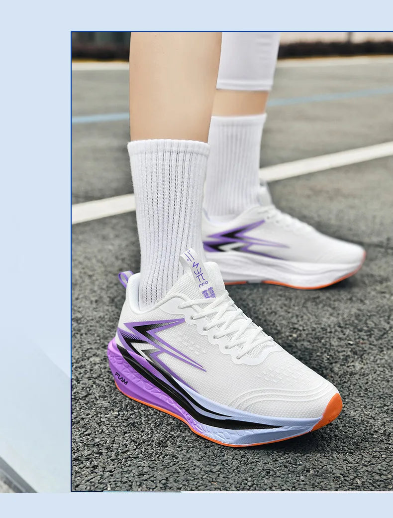 Ténis de corrida com placa de carbono para maratona, para homem e mulher, desportivos, respiráveis, leves, confortáveis e antiderrapantes