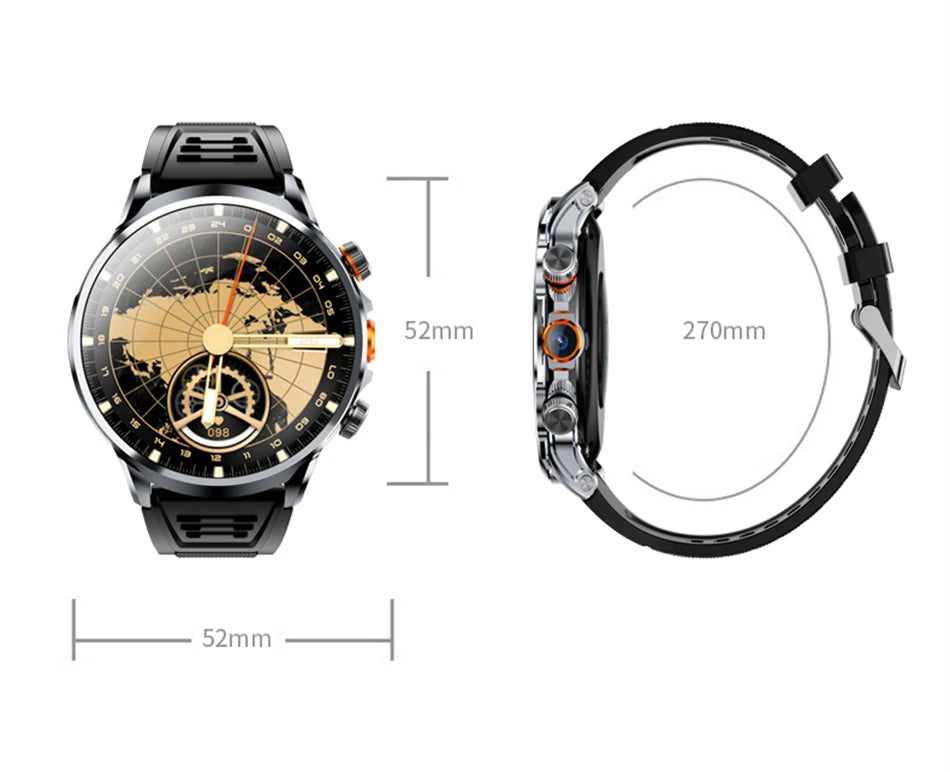 8GB+128GB RAM 5G/4G Smart Watch 1.95 inch AMOLED 1880mah Battery 500W Camera GPS WIFI Google APP Download Smartwatch Android 9.0