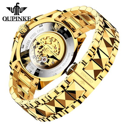OUPINKE Orologio da uomo Top Brand di lusso in oro e acciaio al tungsteno, orologio da polso meccanico automatico originale con quadrante con motivo drago