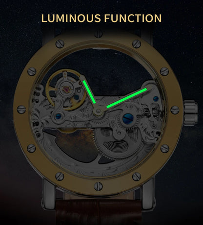 2026 Top Brand Luxury Steel Skeleton Tourbillon Automatic Watch Men's Leather Mechanical Waterproof Luminous Elegant Wrist Clock