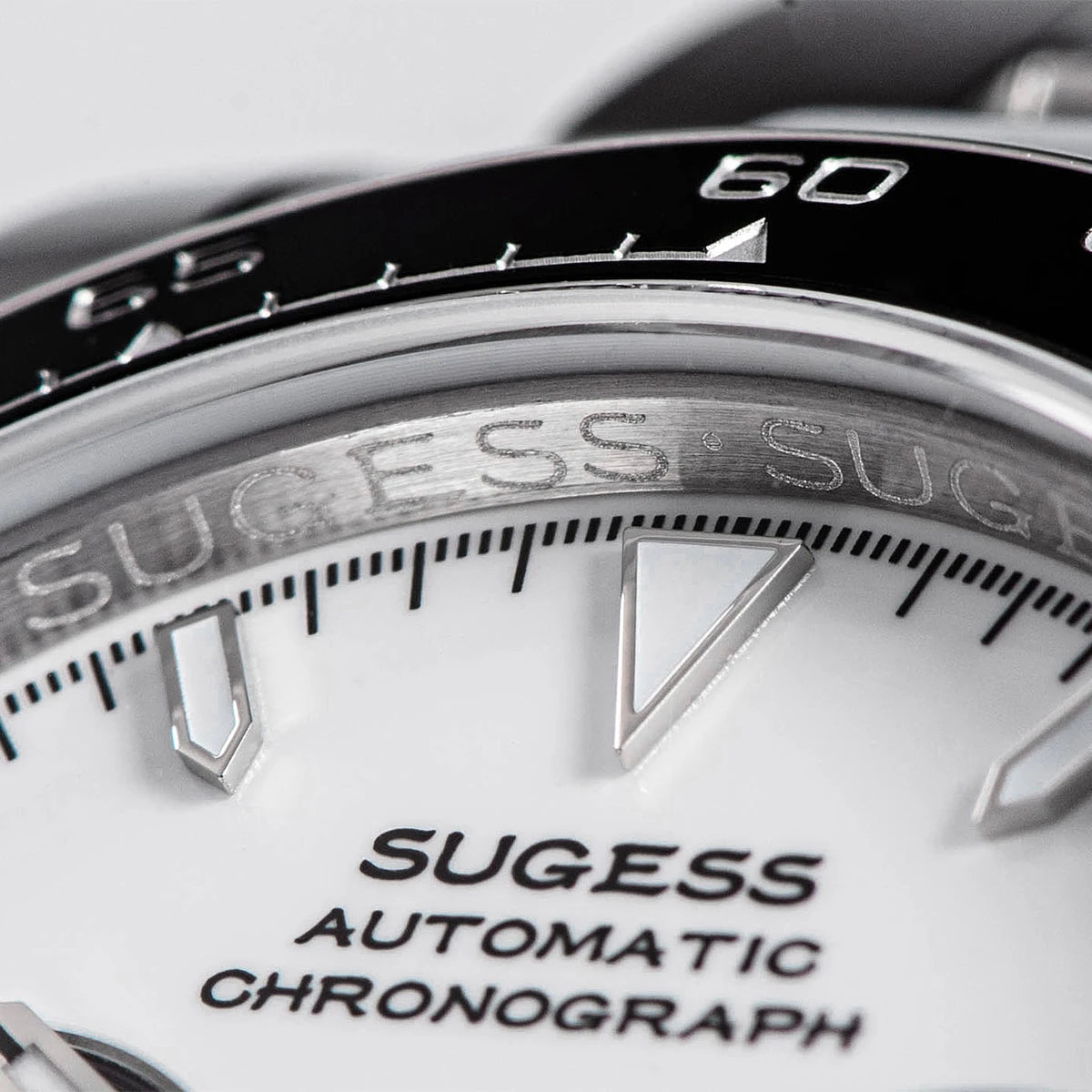 Sugess Panda Chronograph Movement Automatic Mechanical Chronograph Wristwatch Waterproof Diving Men Watches Ceramic Bezel Tona