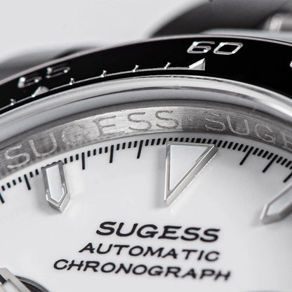 Sugess Panda Chronograph Movement Automatic Mechanical Chronograph Wristwatch Waterproof Diving Men Watches Ceramic Bezel Tona