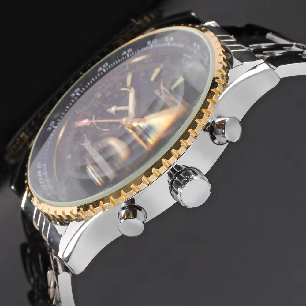 Jaragar 50MM Automatic Mechanical Watch for Men,Multifunctional,Date Month Week Display,3ATM Waterproof,Business Casual Style