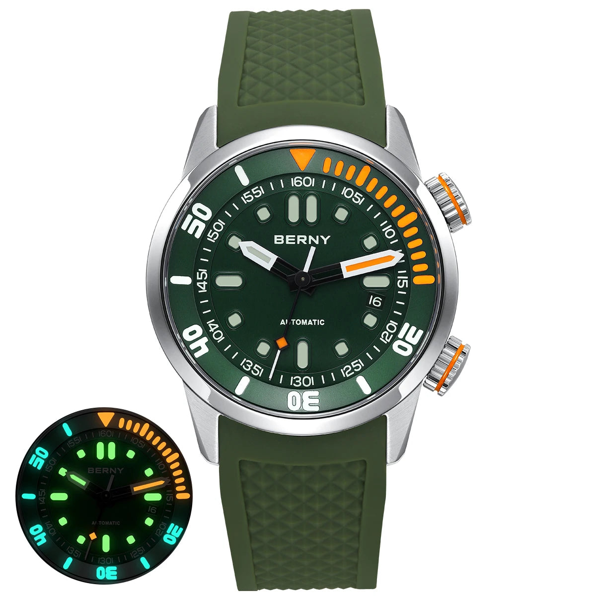 BERNY Automatic Professional Diving Watch for Men Super Luminous Scratch-resistant Sapphire Lens Top Mechanical Diver Watches