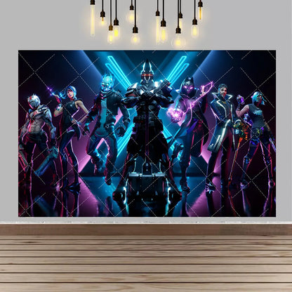 Backdrop F-fortniteds para Festa de Aniversário de Rapaz, Faixa Decorativa Infantil, Decoração de Mesa de Bolo de Aniversário, Acessórios para Festa, Adereços Fotográficos e Presente