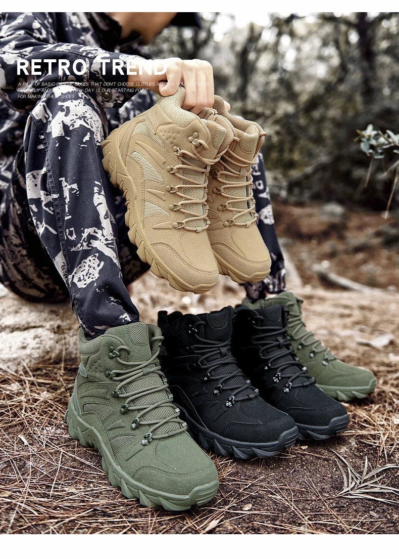 Botas tácticas mejoradas de entrenamiento de combate para hombre, calzado outdoor para camping antidesgaste de respuesta rápida, zapatillas de senderismo para pesca y caza para hombre