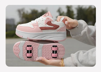 Children's Outdoor Sports Roller Skates Shoes Single Row Wheel Kids Sliding Shoes Four-Wheel for Boys and Girls