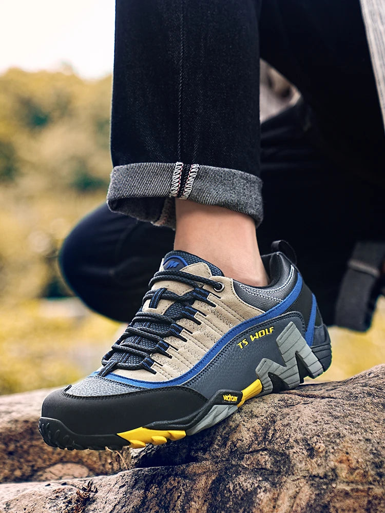 Sapatos de Trekking para Homem Outdoor Lover, Impermeáveis, Botas de Caminhada de Montanha em Couro Genuíno, Sapatos Táticos de Caça Woodland