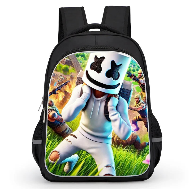 16 Inch Fortnite Cartoon Backpack Unisex for Boys and Girls with Dual Zippers Large Capacity Lightweight Student Backpack