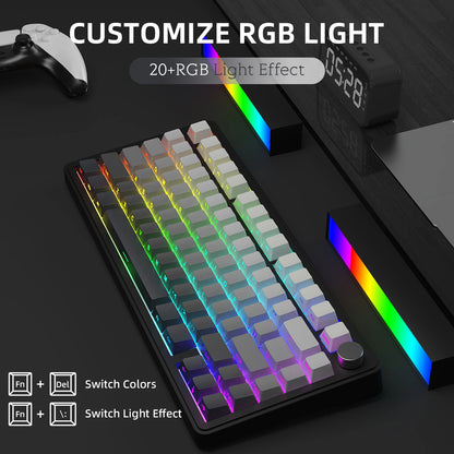 Teclado mecánico ATTACK SHARK X85 trimodo Gasket 75% con perilla CNC, acolchado de 5 capas, hot-swap, retroiluminación RGB y NKRO