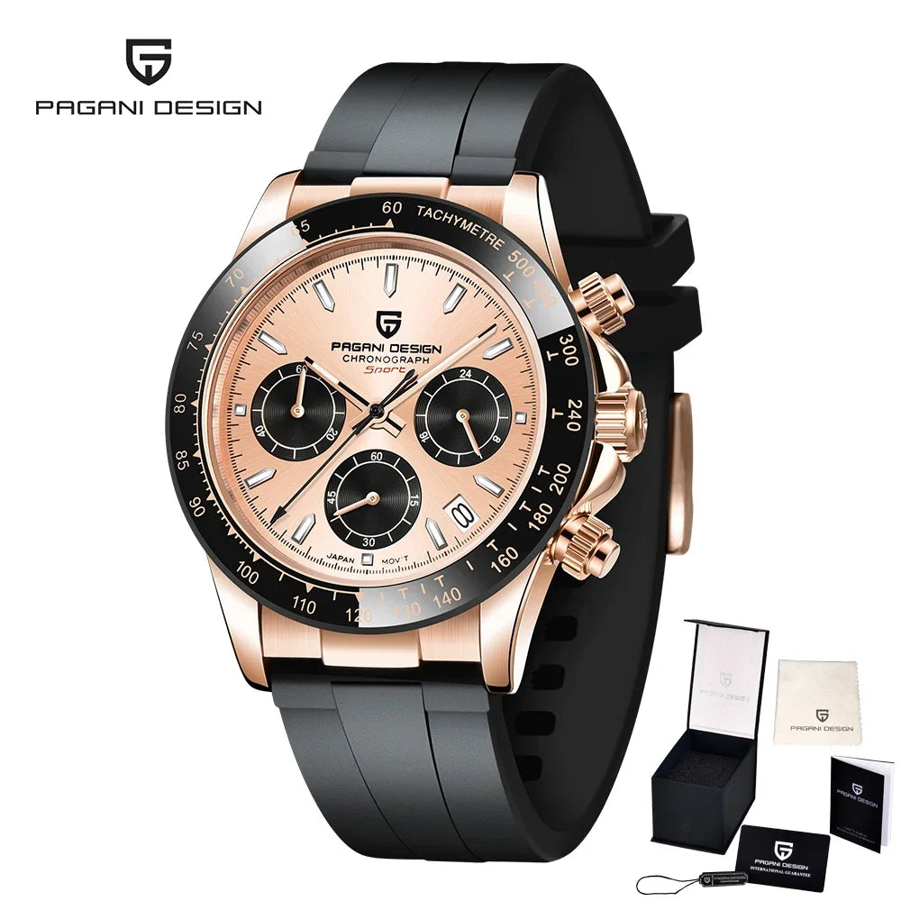 2026 New PAGANI DESIGN PD-1664 Meteorite Dial Fashion Men Quartz Wristwatches 100M Sapphire Glass Chronograph relogio masculino