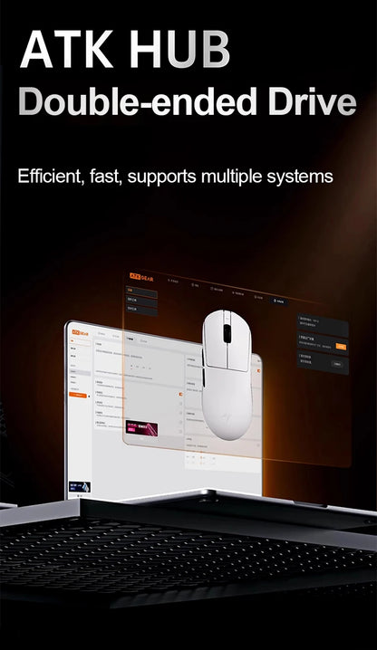 Ratón gaming inalámbrico ATK Dragonfly A9 Ultra PAW3950, ultraligero, trimodo, ergonómico, para esports y jugadores FPS, A9 SE Plus