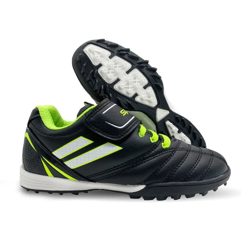 Zapatillas de fútbol infantiles para niño y niña, cierre de velcro, botas de fútbol sin tacos, calzado para principiantes de lacrosse, críquet y béisbol