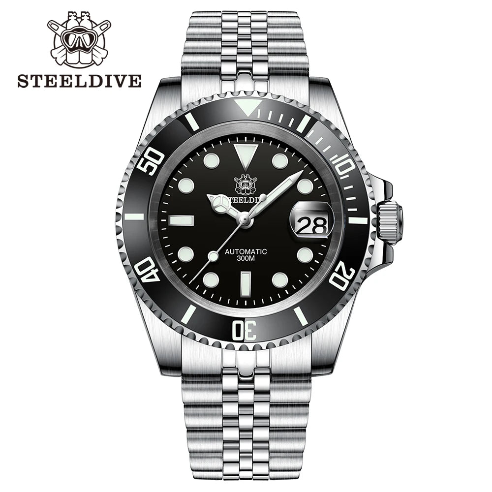 SD1953 STEELDIVE Brand Ceramic Bezel 41mm Steeldive 30ATM Water Resistant NH35 Automatic Mens Dive Watch  with Milled Clasp